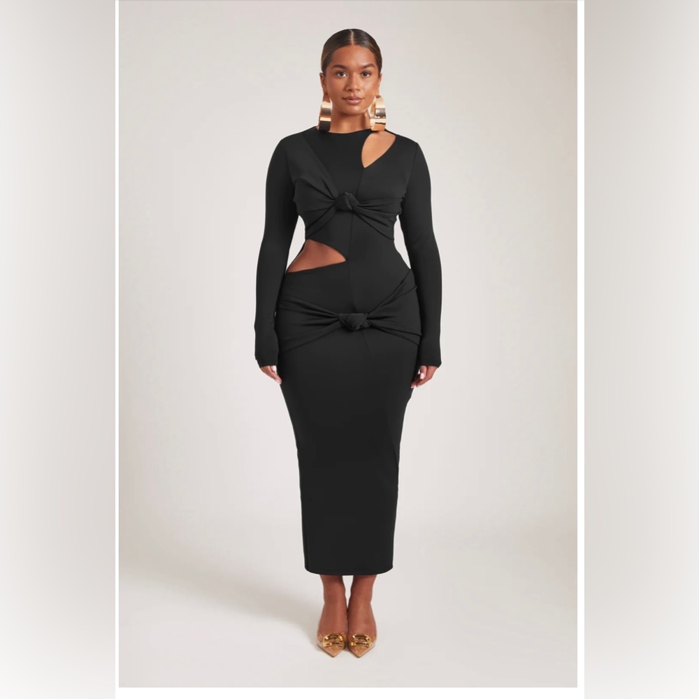 Black cut out knotted dress